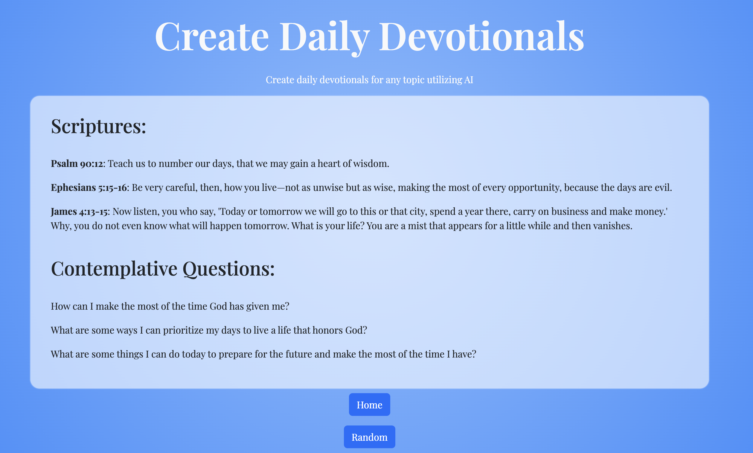 Generating a devotional about time